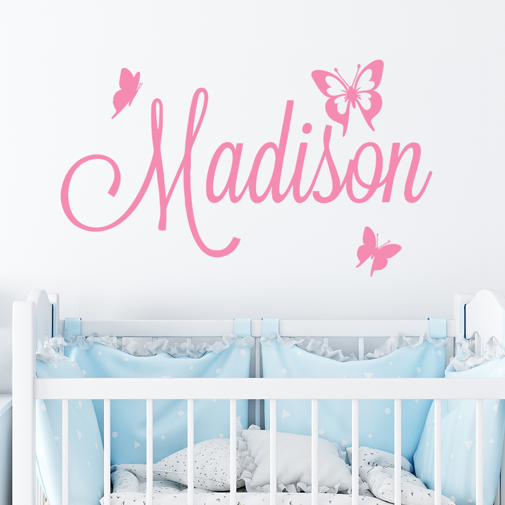 Home Decor Wall Stickers - สติ๊กเกอร์ติดผนังลายผีเสื้อ ดีไซน์ใหม่ 1 ชิ้น ปรับแต่งชื่อได้ ตกแต่งบ้าน