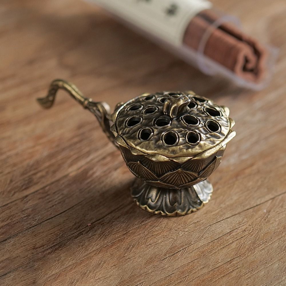 Incense Stick Holder - เตาเผาเครื่องหอมสไตล์จีนใหม่ ทำจากโลหะผสมสังกะสี รูปทรงดอกบัว แมวกวัก เทพเจ้าแห่งความมั่งคั่ง พร้อมสัญลักษณ์มงคล