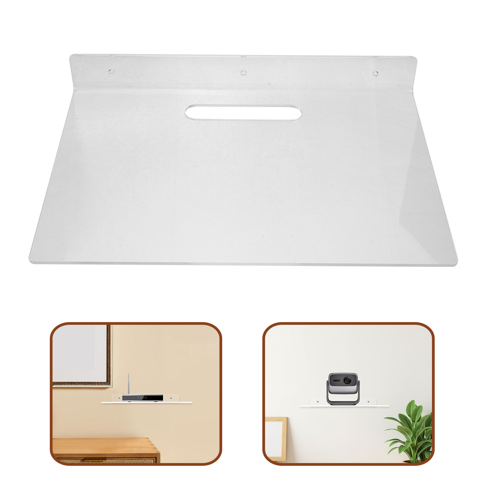 Floating Shelves - ชุดชั้นวางติดผนังอะคริลิกแบบลอยตัวรูปตัว L ขนาดเล็ก โปร่งใส 11.8x7.9 นิ้ว