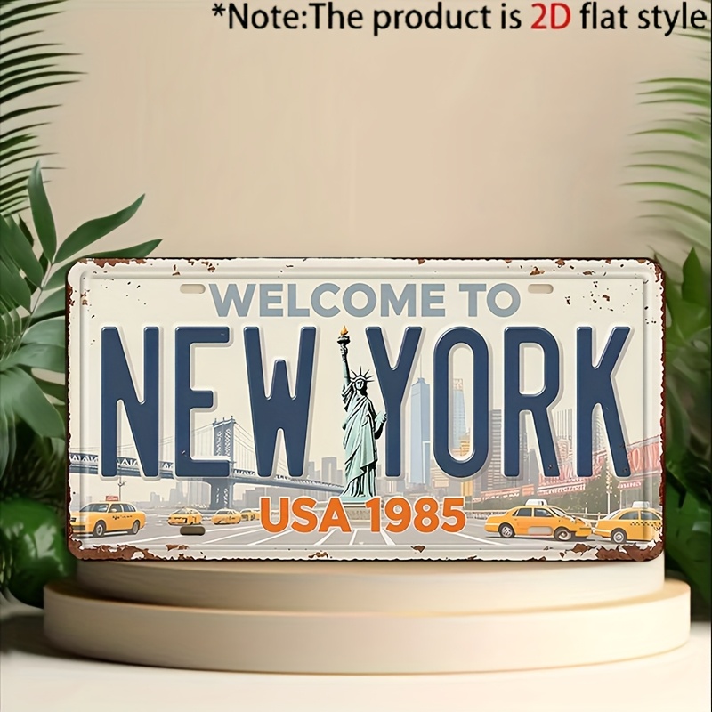 Home Decor New York - ป้ายโลหะติดผนังสไตล์วินเทจ 2D แบบแบน 1 ชิ้น ปี