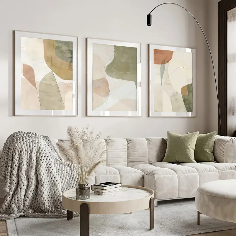 Home Decor Green - ภาพโปสเตอร์ติดผนังลายเส้นสีชมพูและสีเขียวสไตล์โมเดิร์นนามธรรมเรียบง่าย 3 ชิ้น สำหรับตกแต่งห้องนั่งเล่น สำนักงาน และบ้าน
