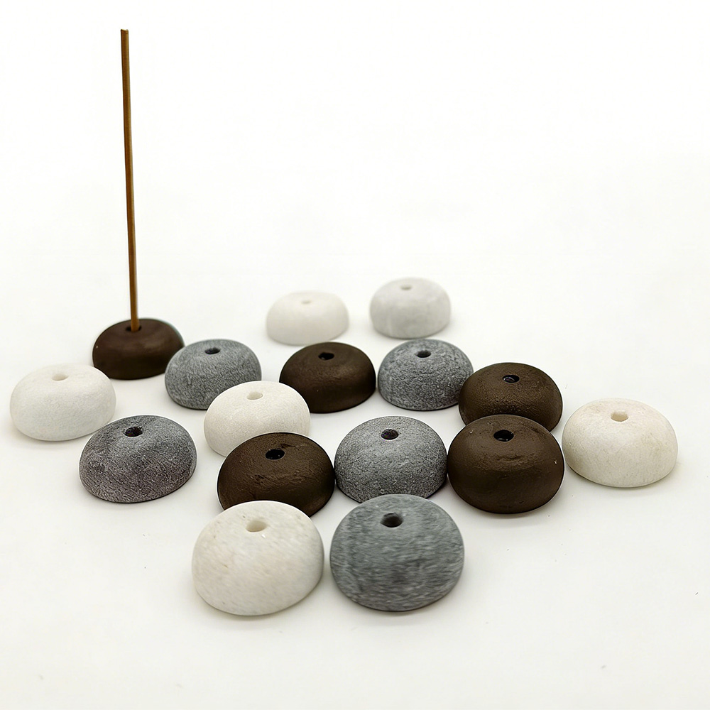 Incense Stick Holder - ที่วางธูปหินธรรมชาติ 2 ชิ้น ฐานหินควอตซ์ สำหรับจุดธูปแบบขด ใช้ในพุทธศาสนา