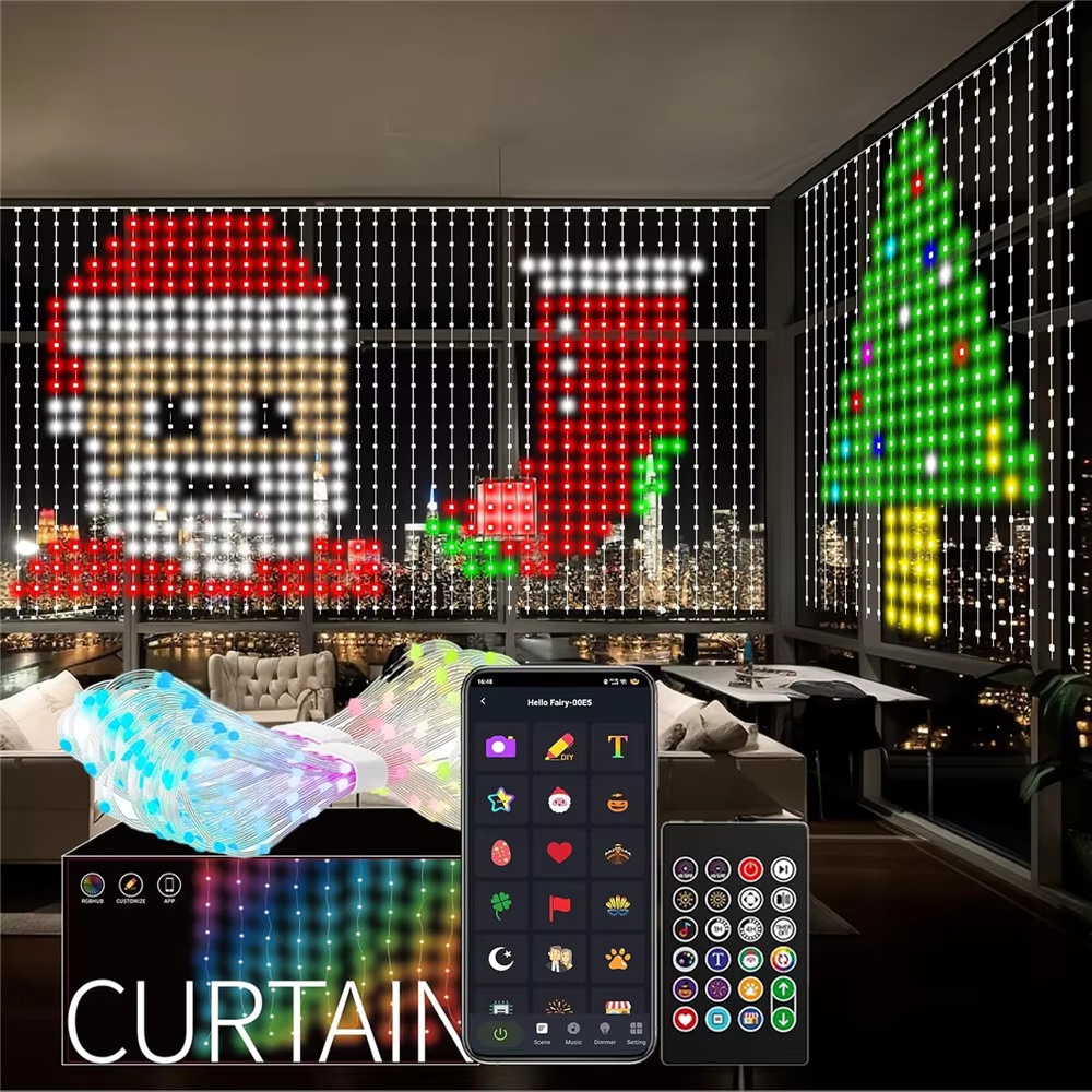 Home Decor App - ไฟม่านพิกเซล RGB อัจฉริยะ ควบคุมผ่านแอปบลูทูธ ปรับแต่งข้อความได้ ไฟ