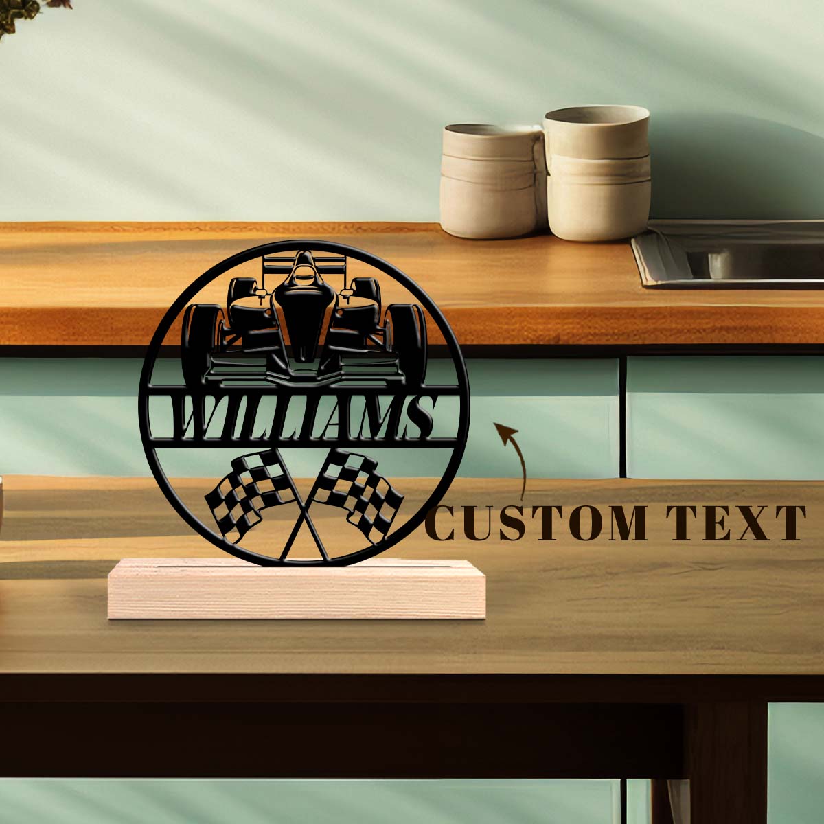 Home Decor Handicraft - ของตกแต่งงานฝีมือโลหะแบบสั่งทำพิเศษ 1 ชิ้น พร้อมฐานไม้ เหมาะสำหรับตกแต่งบ้านหรือสำนักงาน