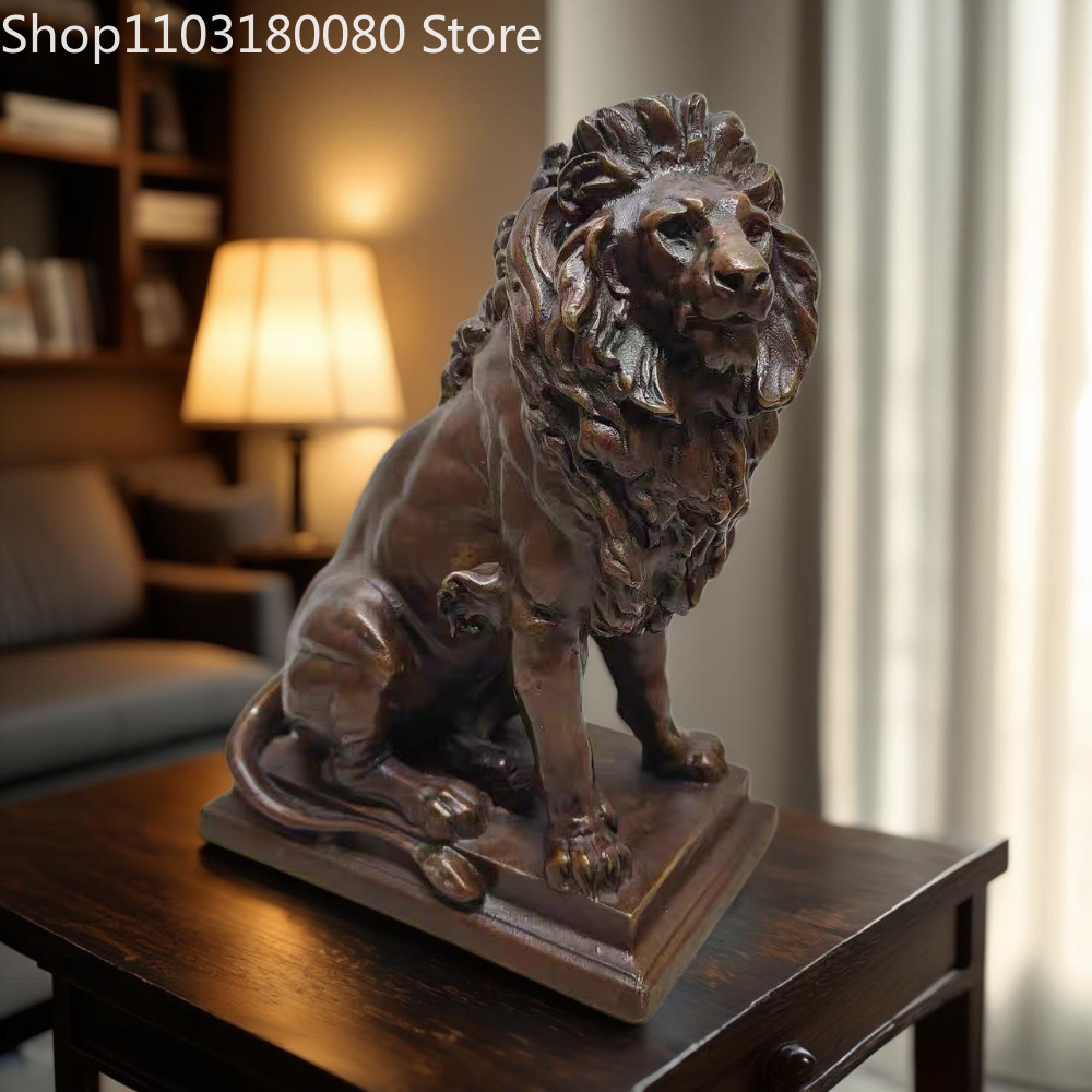 Home Decor In - รูปปั้นสิงโตแห่งยูดาห์ทองแดงโบราณขนาด 21 ซม. ของตกแต่งบ้านแบบยูดาห์ สำหรับวางบนแท่นบูชา