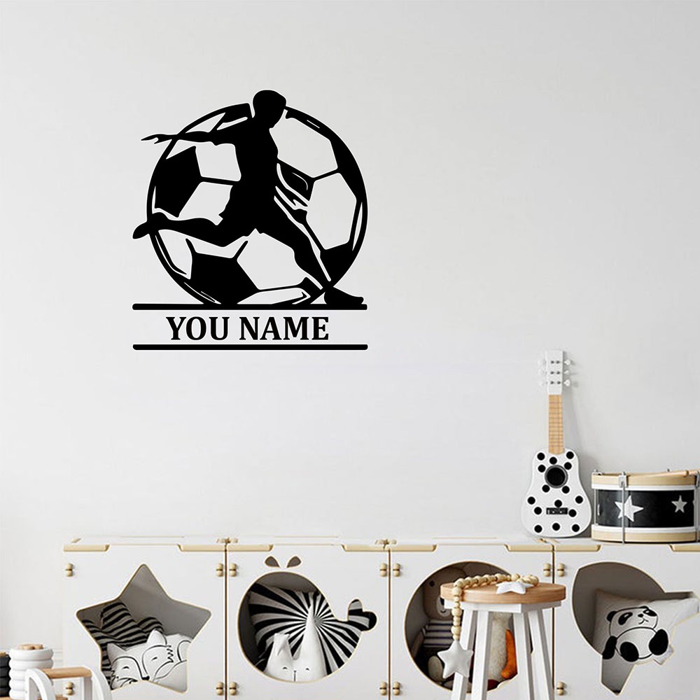 Home Decor Wall Stickers - 1 ชิ้น แฟชั่นฟุตบอล ข้อความที่กำหนดเอง ของตกแต่งบ้าน สติ๊กเกอร์พีวีซี