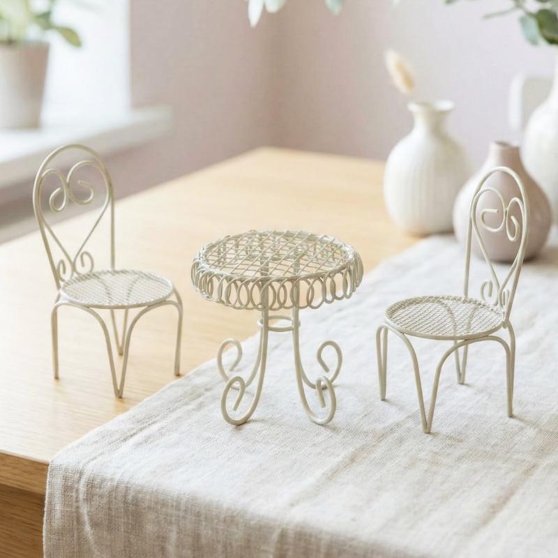 Home Decor Unique Items - 1/3 ชิ้น ของตกแต่งสวนบ้านตุ๊กตา อุปกรณ์ประกอบฉาก โต๊ะ เก้าอี้จิ๋ว