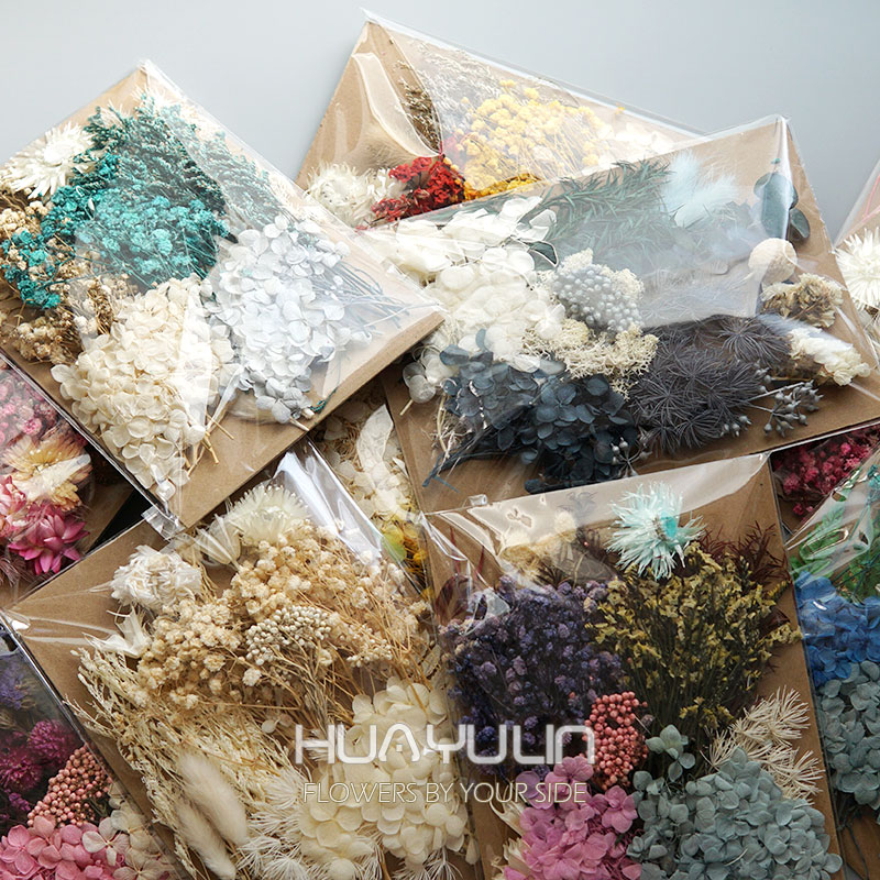 Home Decor Handicraft - 1 แพ็คพืชประดิษฐ์แห้งดอกไม้จริงวัสดุที่เก็บรักษาไว้อีพ็อกซี่เรซิ่นเทียน DIY ดอกไม้วัสดุไฮเดรนเยียชุดดอกไม้
