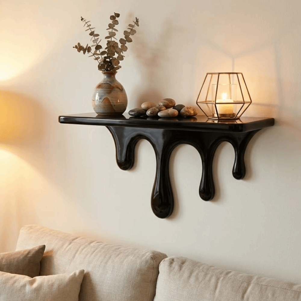 Floating Shelves - ชั้นวางของติดผนังแบบลอยตัวพิมพ์ 3 มิติ คลาสสิก วัสดุพลาสติก แข็งแรง