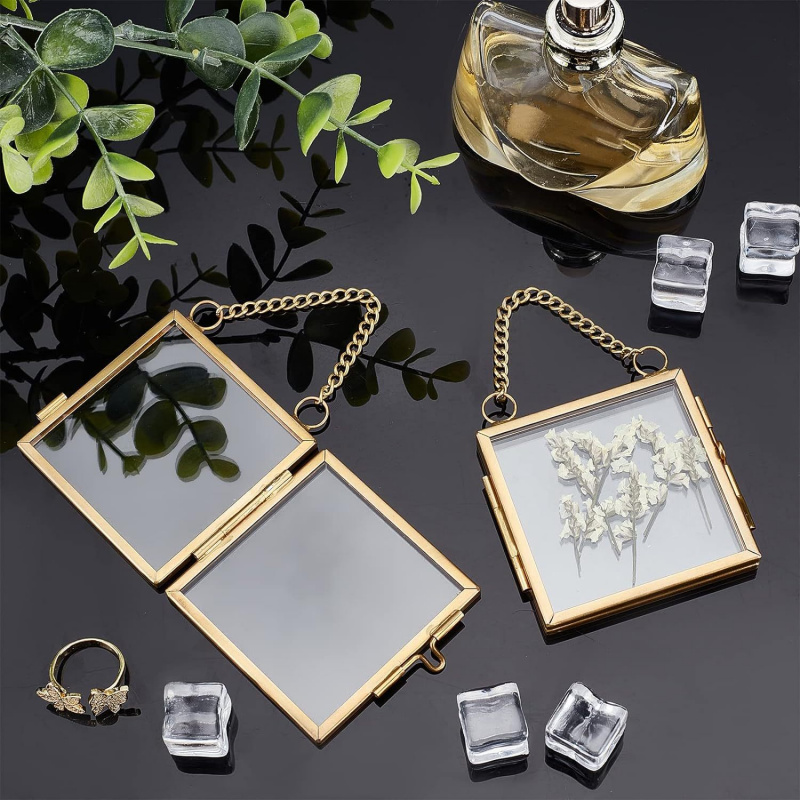 Pressed Flower Frame - กรอบรูปโลหะเรียบง่าย กรอบรูปกระจกใสสูง สำหรับเก็บตัวอย่างพืชและดอกไม้แห้ง