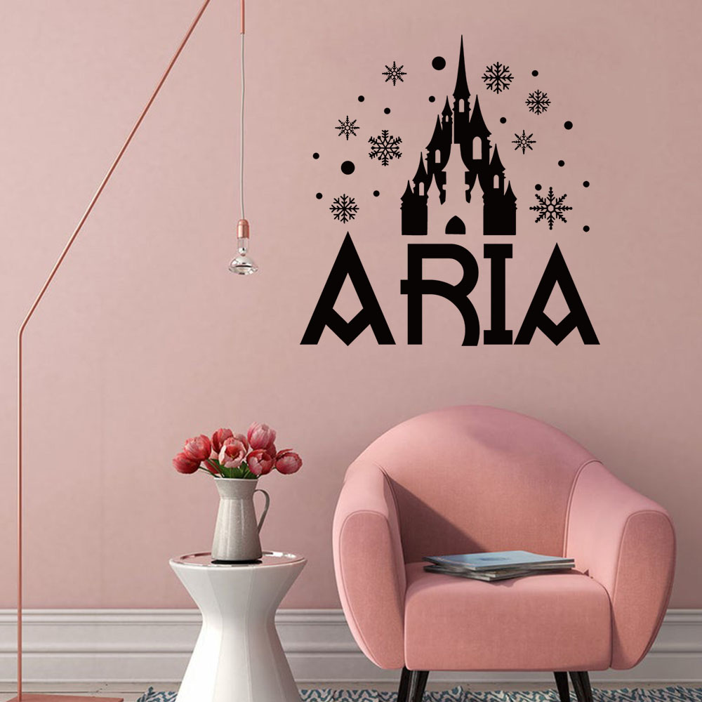 Home Decor Wall Stickers - 1 ชิ้น วอลเปเปอร์ตกแต่งบ้านลายปราสาทเกล็ดหิมะ สร้างสรรค์ พร้อมสลักชื่อได้ ของตกแต่งห้องเรียน