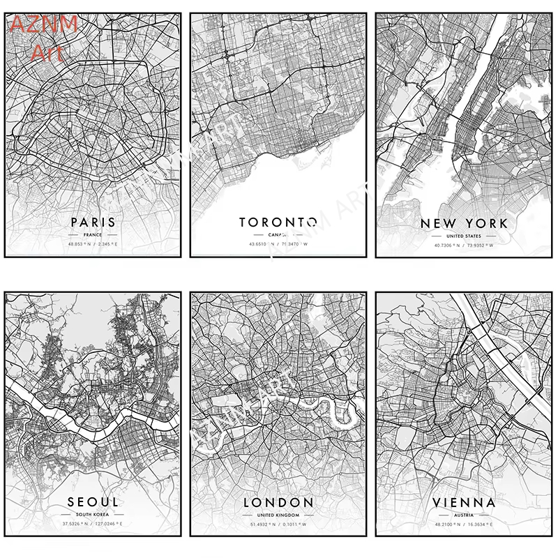 แผนที่เมืองงานศิลปะโปสเตอร์ปาร - Home Decor New York บทวิจารณ์และราคา