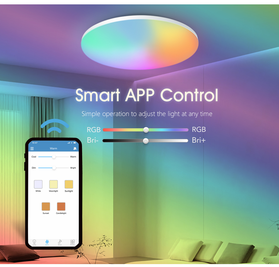 MARPOU สีสัน RGB โคมไฟเพดาน 54 - Home Decor App บทวิจารณ์และราคา