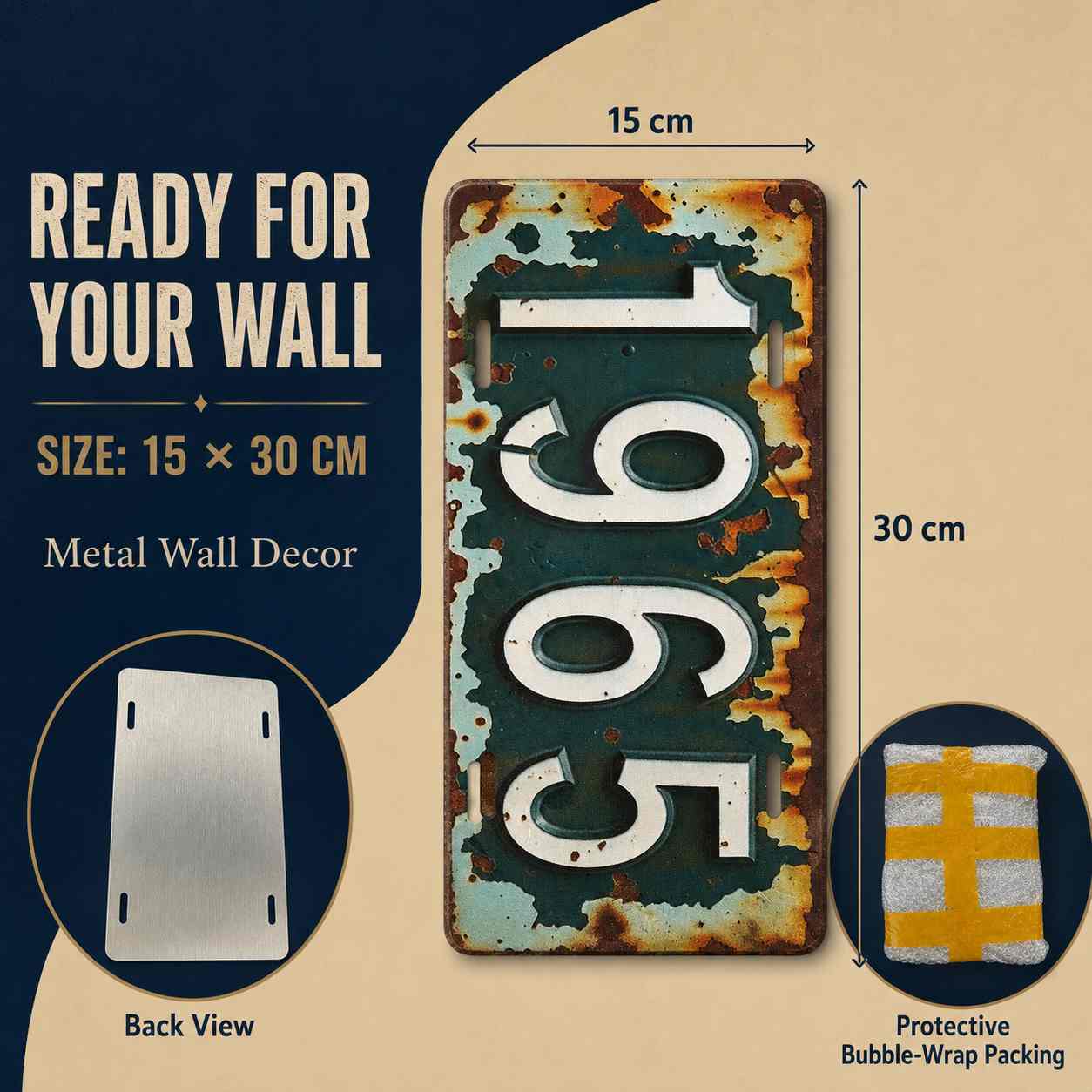 ป้ายโลหะติดผนังสไตล์วินเทจ 2D  - Home Decor New York บทวิจารณ์และราคา