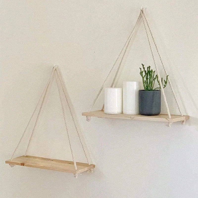 1PC ไม้ Swing แขวนเชือกกัญชาชั - Floating Shelves บทวิจารณ์และราคา