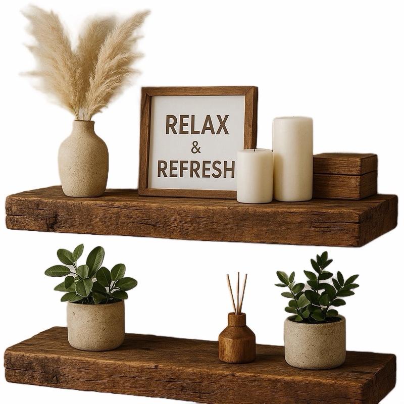 ชั้นวางของติดผนังไม้สไตล์วินเท - Floating Shelves บทวิจารณ์และราคา