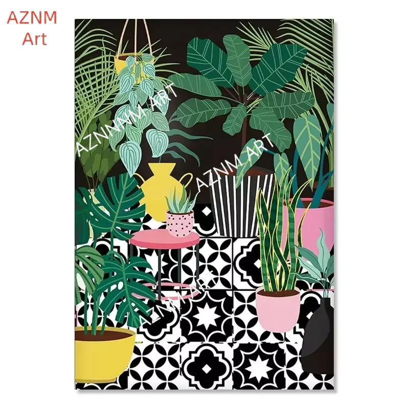 ภาพวาดศิลปะติดผนังสมัยใหม่ ภาพ - Home Decor Green บทวิจารณ์และราคา