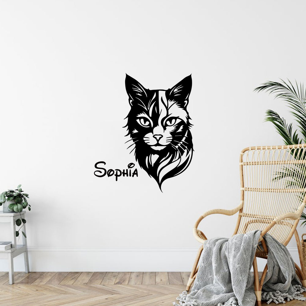 1PC แมวน่ารัก ปรับแต่งชื่อได้  - Home Decor Wall Stickers บทวิจารณ์และราคา