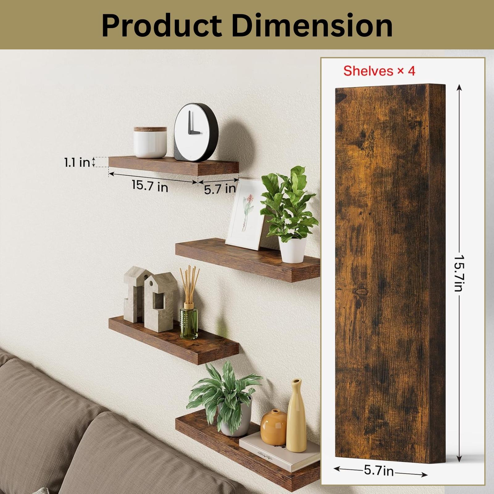 ชั้นวางของติดผนังแบบลอยตัว 4 ช - Floating Shelves บทวิจารณ์และราคา