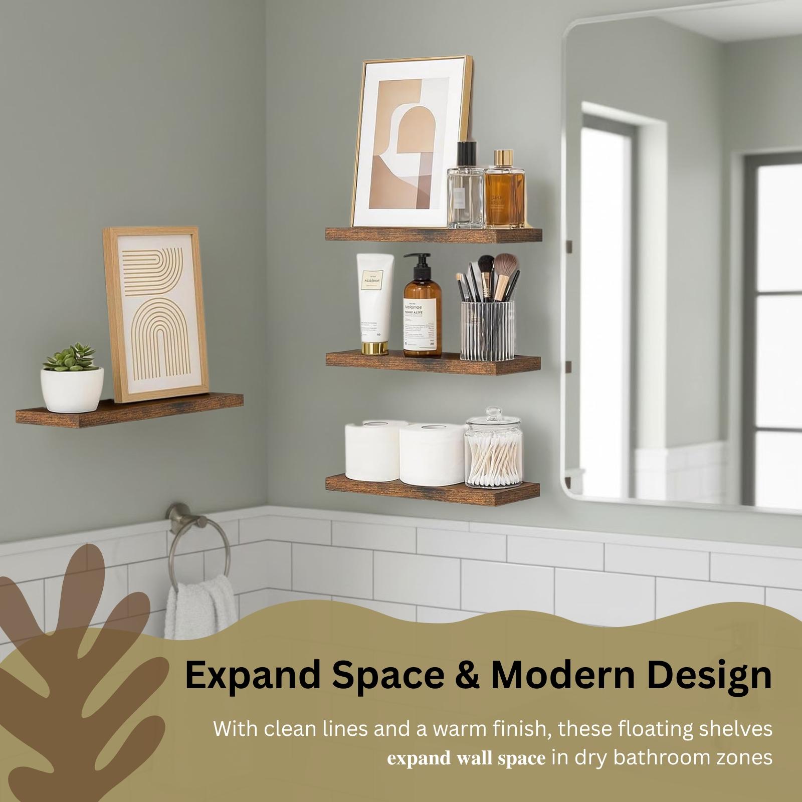 ชั้นวางของติดผนังแบบลอยตัว 4 ช - Floating Shelves บทวิจารณ์และราคา