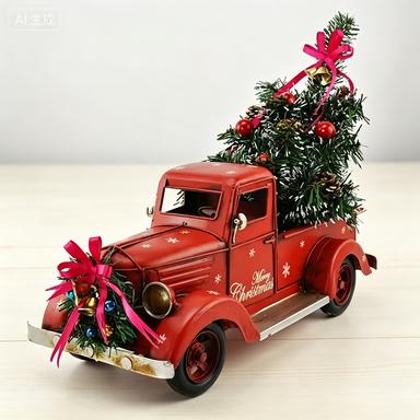 รถบรรทุกคริสต์มาสสีแดงวินเทจ F - Home Decor Handicraft บทวิจารณ์และราคา