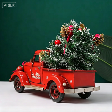 รถบรรทุกคริสต์มาสสีแดงวินเทจ F - Home Decor Handicraft บทวิจารณ์และราคา