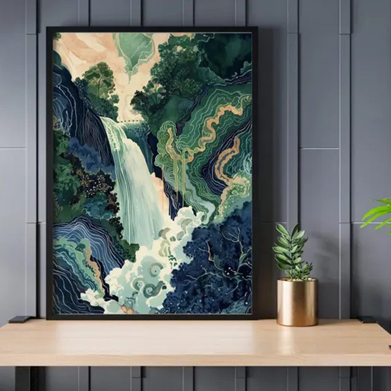 โฮคุไซ อุคิโยเอะ บลู กรีน น้ำต - Home Decor Green บทวิจารณ์และราคา