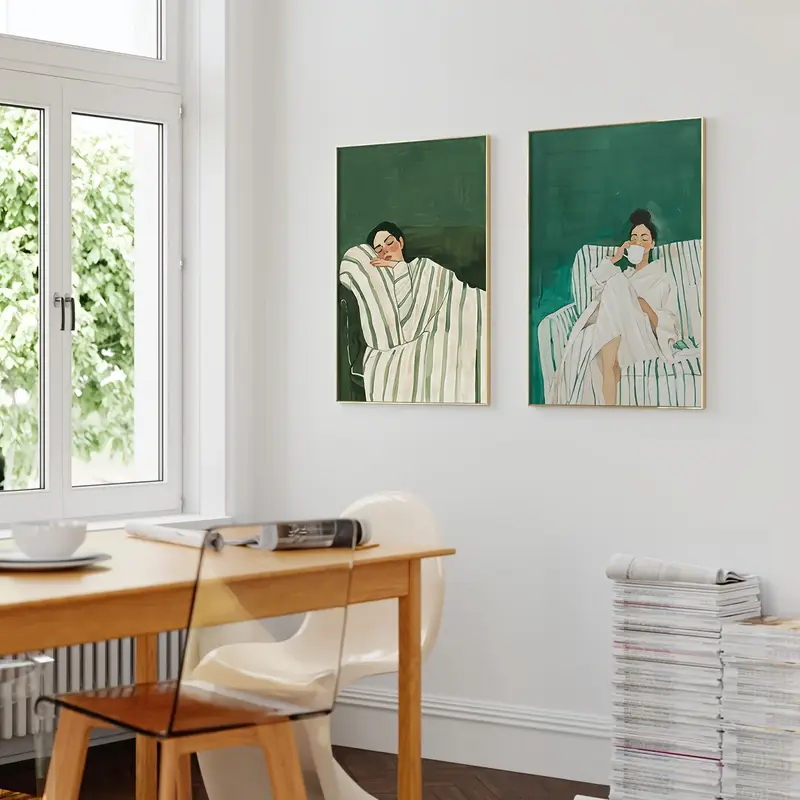 2 ชิ้น/ชุด ภาพวาดนามธรรม ลายเส - Home Decor Green บทวิจารณ์และราคา