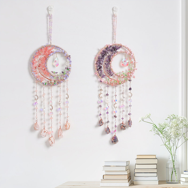 คริสตัลสีม่วงอเมทิสต์ควอตซ์ Tr - Boho Wind Chimes บทวิจารณ์และราคา