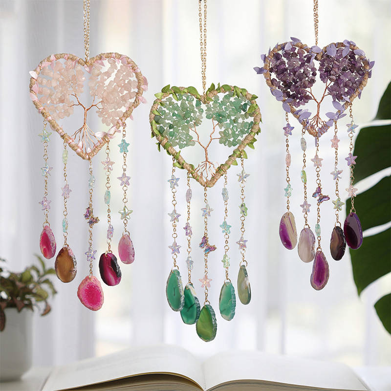 คริสตัลสีม่วงอเมทิสต์ควอตซ์ Tr - Boho Wind Chimes บทวิจารณ์และราคา