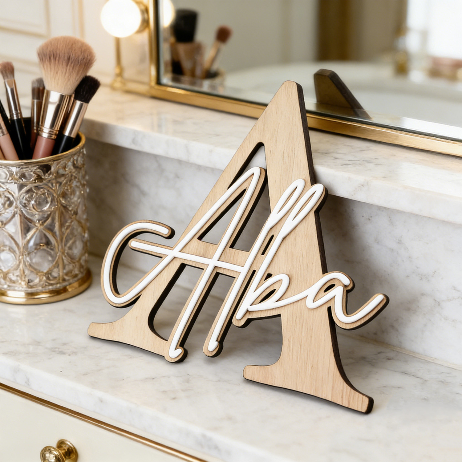 ป้ายไม้ตกแต่งชื่อแบบสองชั้น 1  - Home Decor Pinterest บทวิจารณ์และราคา