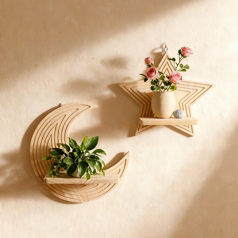 ชั้นวางของติดผนังรูปดาวและพระจ - Floating Shelves บทวิจารณ์และราคา