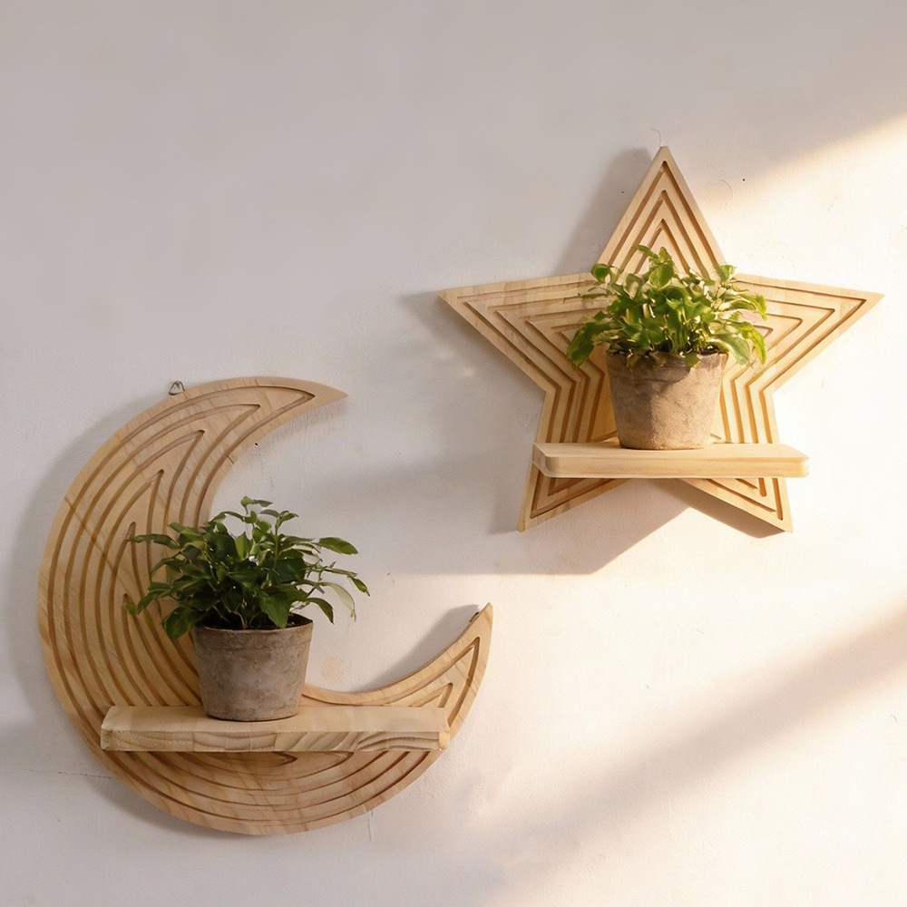 ชั้นวางของติดผนังรูปดาวและพระจ - Floating Shelves บทวิจารณ์และราคา