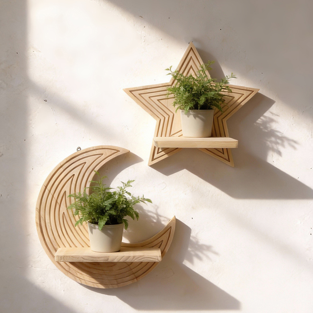 ชั้นวางของติดผนังรูปดาวและพระจ - Floating Shelves บทวิจารณ์และราคา