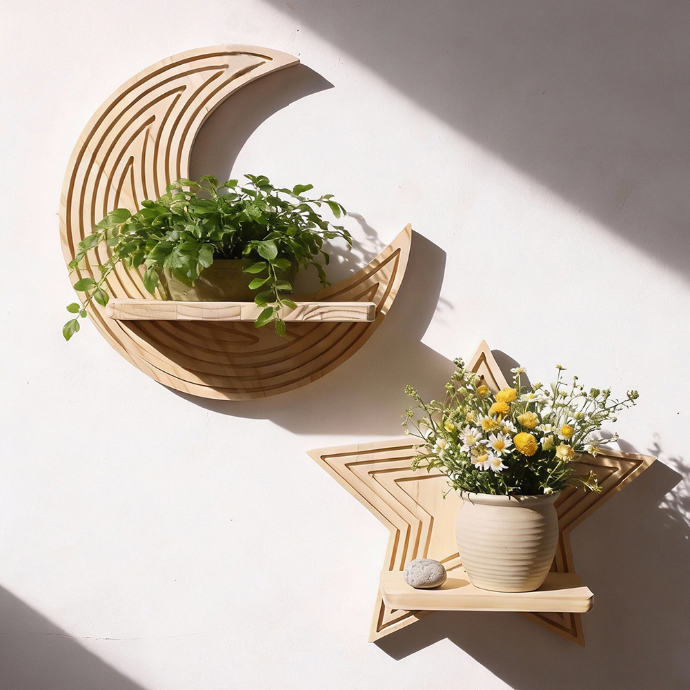 ชั้นวางของติดผนังรูปดาวและพระจ - Floating Shelves บทวิจารณ์และราคา