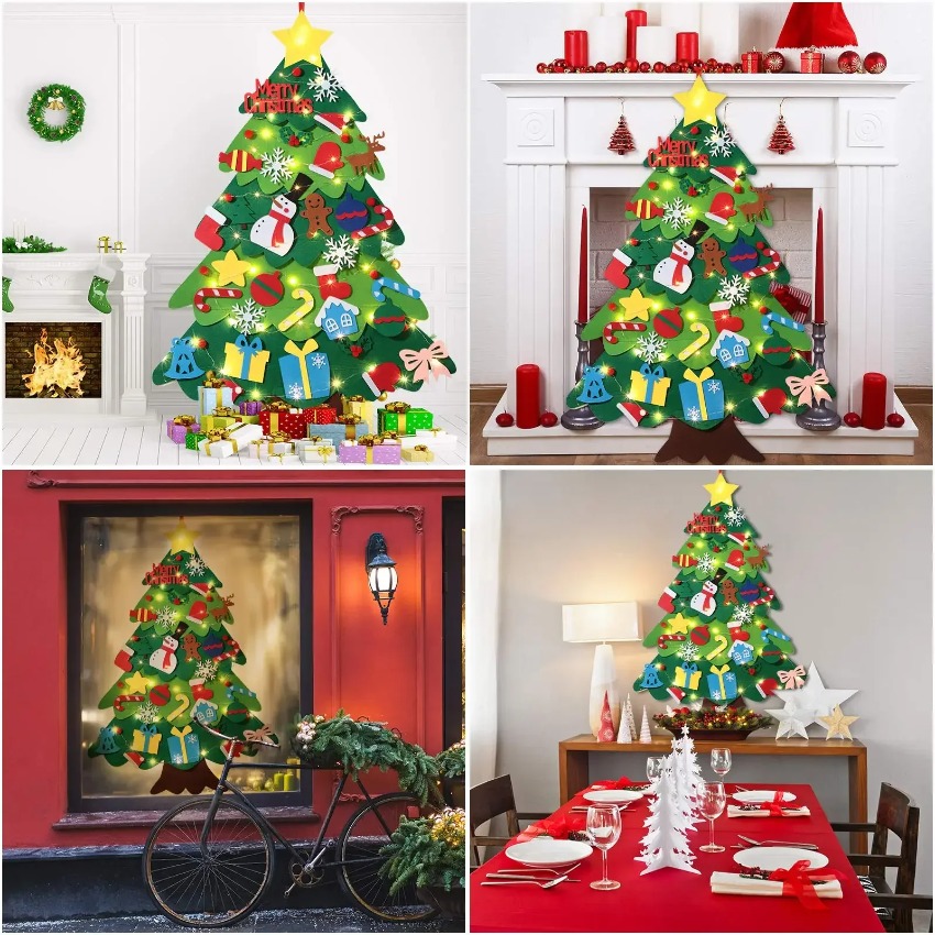 ต้นคริสต์มาสทำเองจากผ้าสักหลาด - Home Decor Xmas Tree บทวิจารณ์และราคา