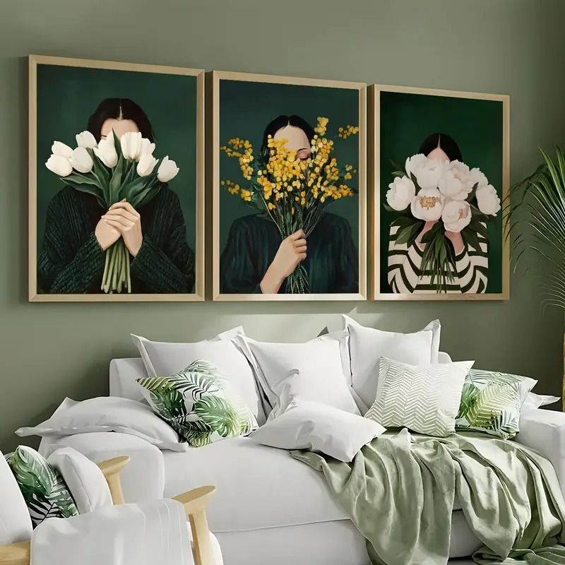 สีเขียวบทคัดย่อตัวเลขผ้าใบพิมพ - Home Decor Green บทวิจารณ์และราคา